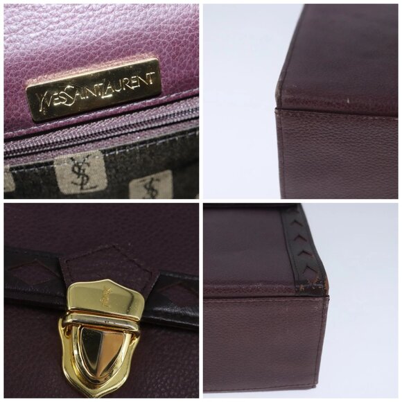 SAINT LAURENT Hand Bag Leather 2way Purple Gold - Picture 12 of 16